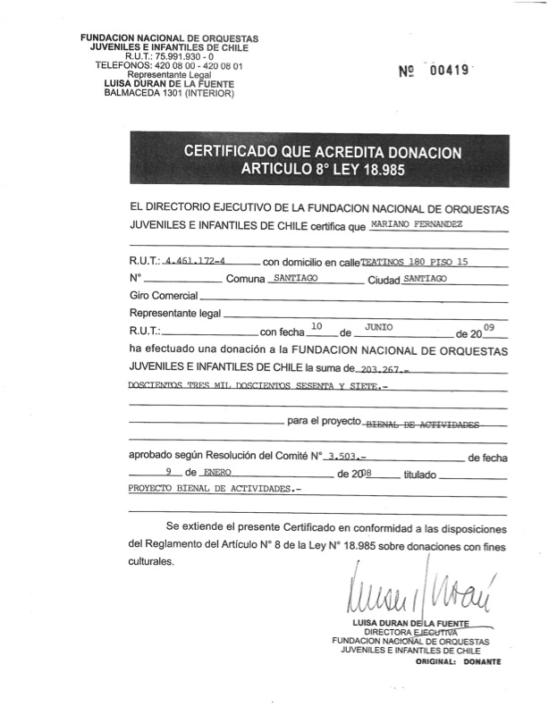 Ministerio De Relaciones Exteriores De Chile Donación Ministro Mayo