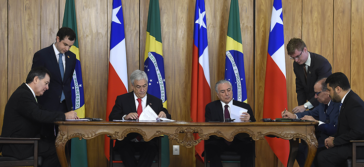 Canciller Ampuero acompaña a Presidente Piñera en visita a Brasil y confirma realización del 2+2 en agosto